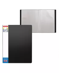 Папка с 10 прозрачными карманами ErichKrause® Classic Plus c карманом на корешке черная