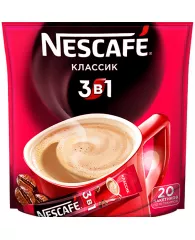 Кофе растворимый Nescafe "Классик" 3 в 1", гранулированный, порционный, 20 пакетиков*16г, пакет