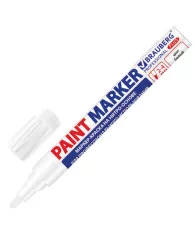 Маркер-краска лаковый (paint marker) 4 мм, БЕЛЫЙ, НИТРО-ОСНОВА, алюминиевый корпус, BRAUBERG PROFESS