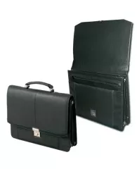 Портфель "Бизнес", 41х34х10 см, искусственная кожа, 3 отделения, замок с ключом, черный, 309