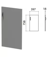 Дверь ЛДСП низкая "Этюд", правая, 397х18х758 мм, серый, 400005-03, шт