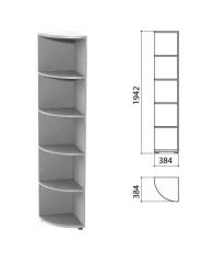 Шкаф (стеллаж) угловой "Этюд", 384х384х1942 мм, 4 полки, серый, 400019-03