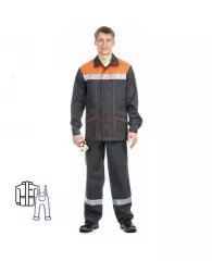 Костюм рабочий летний мужской Билд-КПК с СОП серый/оранжевый (размер 60-62, рост 182-188)