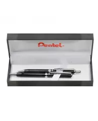 Набор Pentel Sterling черный лак СТ шариковая ручка+механический карандаш футляр