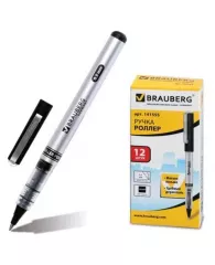 Ручка роллер Brauberg RLP002b, корпус серый 0,5 мм черная