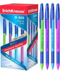 Ручка шариковая ErichKrause® R-301 Stick@Grip Neon синяя