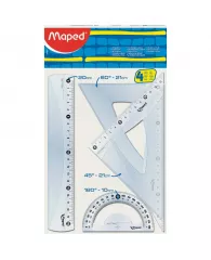 Набор чертежный 4 предмета Maped Flex  (линейка,транспортир,2 треугольника)