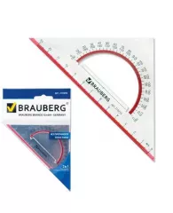 Угольник Brauberg с транспортиром 45*13см прозр. с выдел. шкалой