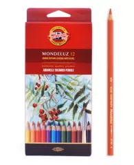 Карандаши цветные акварельные художественные KOH-I-NOOR "Mondeluz", 12 цветов, 3,8 мм, заточенные