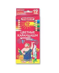 Карандаши цветные ПИФАГОР, 12 цветов, классические, заточенные, картонная упаковка, 180296