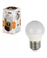 Лампа светодиодная ЭРА, 7 (60) Вт, цоколь E27, шар, . бел.