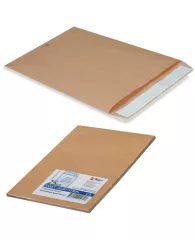 Конверт-пакет В4 плоский, комплект 25 шт., 250х353 мм, отрывная полоса, крафт-бумага, коричневый, на