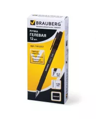 Ручка гелевая BRAUBERG "Income", корпус тонированный, игольчатый узел 0,5 мм, линия 0,35 мм, черная,