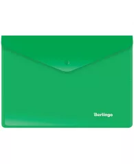 Папка-конверт на кнопке Berlingo, A5+, 180мкм, зеленая