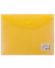 Папка-конверт с кнопкой МАЛОГО ФОРМАТА (240×190 мм), А5, прозрачная, желтая, 0,18 мм, BRAUBERG, 2240