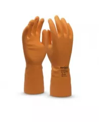 Перчатки Manipula Цетра L-F-04 из латекса оранжевые (размер 8-8.5, M)