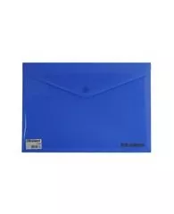 Папка-конверт с кнопкой BRAUBERG, А4, до 100 листов, непрозрачная, синяя, СВЕРХПРОЧНАЯ 0,2 мм, 22136