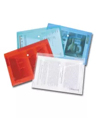 Папка-конверт на молнии А4 (230х333 мм), прозрачная, молния синяя, 0,11 мм, BRAUBERG, 221010