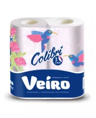 Полотенце бумажное Veiro Colibri 3сл, 2 рулона белые