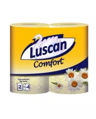 Туалетная бумага "Luscan Comfort" 2-сл, желтая, 4 рул