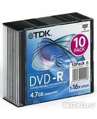 Диск DVD-R VS 4.7ГБ 16x Slim Case 10шт.