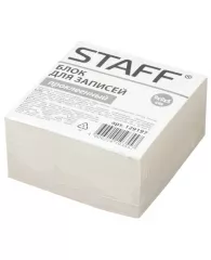 Блок для записей STAFF проклеенный, куб 9х9х5 см, белый, белизна 70-80%,