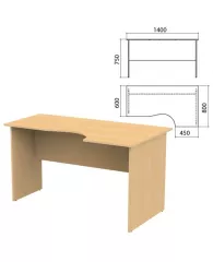 Стол письменный эргономичный "Канц", 1400х800х750 мм, правый, цвет бук невский, СК30.10