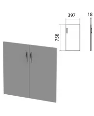 Дверь ЛДСП низкая "Этюд", комплект 2 шт., 397х18х758 мм, серая, 400006-03, шт