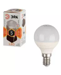 Лампа светодиодная ЭРА, 6 (40) Вт, цоколь E14, шар, тепл. бел.