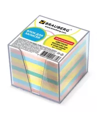 Блок-куб 9*9*5 см цветной Brauberg в пластиковой подставке