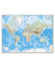Карта настенная "Мир. Обзорная карта. Физ. с границами" М-1:15млн размер 192*140см ламин 632