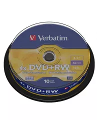 Диск DVD+RW  Verbatim 4x (10шт) Cake box 43488