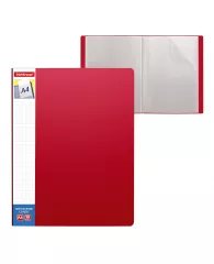Папка с 10 прозрачными карманами ErichKrause® Classic Plus c карманом на корешке красная