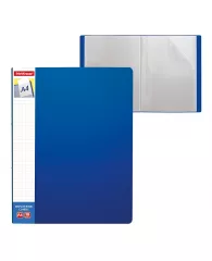 Папка с 10 прозрачными карманами ErichKrause® Classic Plus c карманом на корешке синяя