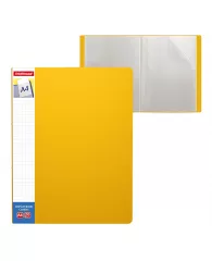 Папка с 20 прозрачными карманами ErichKrause® Classic Plus c карманом на корешке желтая