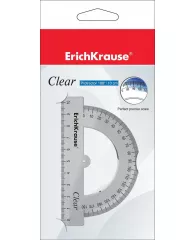 Транспортир пластиковый ErichKrause® Clear, 180°/10см, прозрачный, в коробке-дисплее