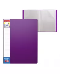 Папка с 10 прозрачными карманами ErichKrause® Classic Plus c карманом на корешке фиолетовая