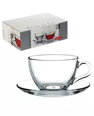 Набор чайный Pasabahce "Basic" на 6 персон (6 кружек 215мл, 6 блюдец), стекло, 97948