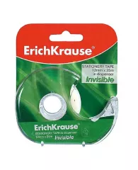 Лента клейкая ErichKrause® Invisible 12 мм х 25 м в диспенсере