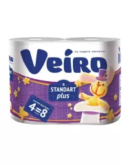 Туалетная бумага Veiro Standart Plus 2сл. 4шт., тиснение, белая