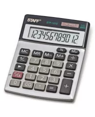 Калькулятор настольный металлический STAFF STF-1212, КОМПАКТНЫЙ (140х105 мм), 12 разрядов, двойное п