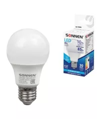 Лампа светодиодная SONNEN, 10 (85) Вт, цоколь Е27,  нейтральный белый свет, LED A60-10W-400