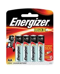 Батарейки КОМПЛЕКТ 4 шт., ENERGIZER Max, AA (LR06, 15А), алкалиновые, пальчиковые, блистер, E3001571