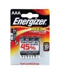 Батарейки КОМПЛЕКТ 4 шт., ENERGIZER Max, AAA (LR03, 24А), алкалиновые, мизинчиковые, блистер, E30015