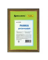 Рамка 15х20 см, пластик, багет 16 мм, BRAUBERG "HIT5", бронза с двойной позолотой, стекло, 391065