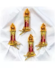 Набор стеклянных елочных украшений "Свечи" 4 фигурки, на прищепке