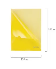 Папка-уголок жесткая BRAUBERG, желтая, 0,15 мм, 223968