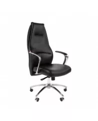 Кресло VT_EChair- 554 SL кожа черная, хром (lux), шт