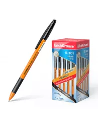 Ручка шариковая ErichKrause® R-301 Orange черная, 0,7мм, грип