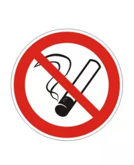 Знак запрещающий "Запрещается курить", круг диаметр 200мм, самоклейка